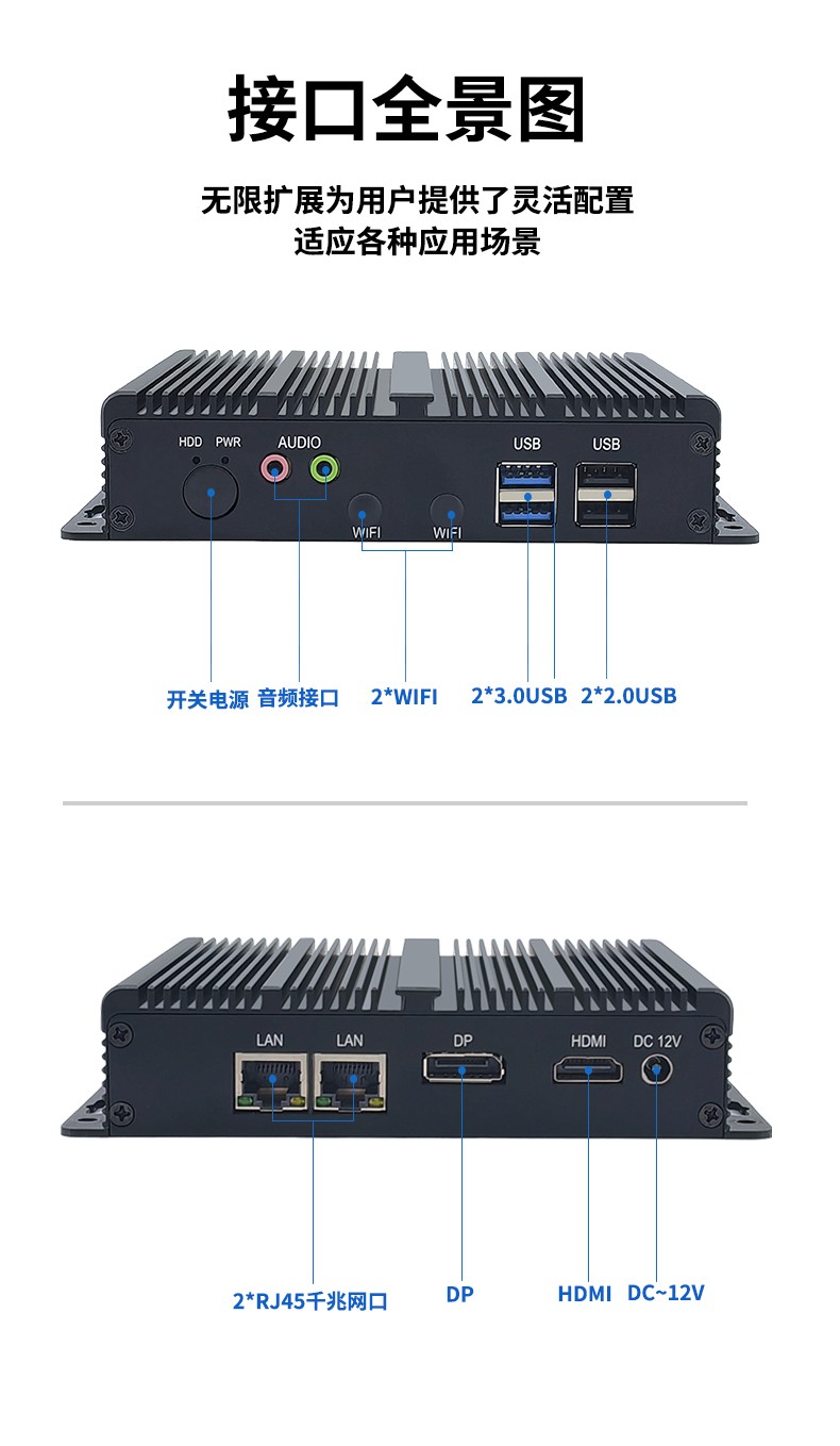 超薄型無風(fēng)扇BOX工控機(jī) 產(chǎn)品接口