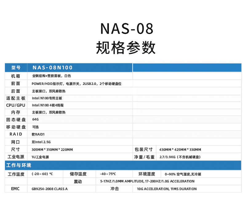 NAS私有云硬件平臺(tái)NAS-08N100